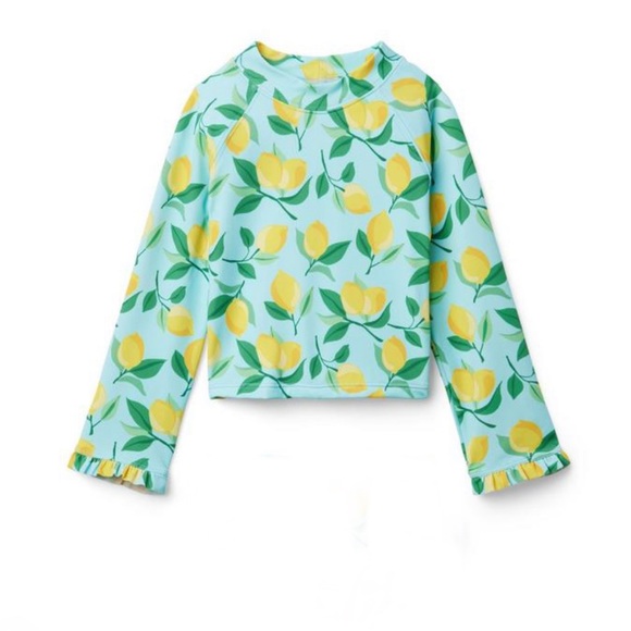 Janie and Jack Long sleeve Swim Top Lemons Girls Size 6 - Picture 1 of 7